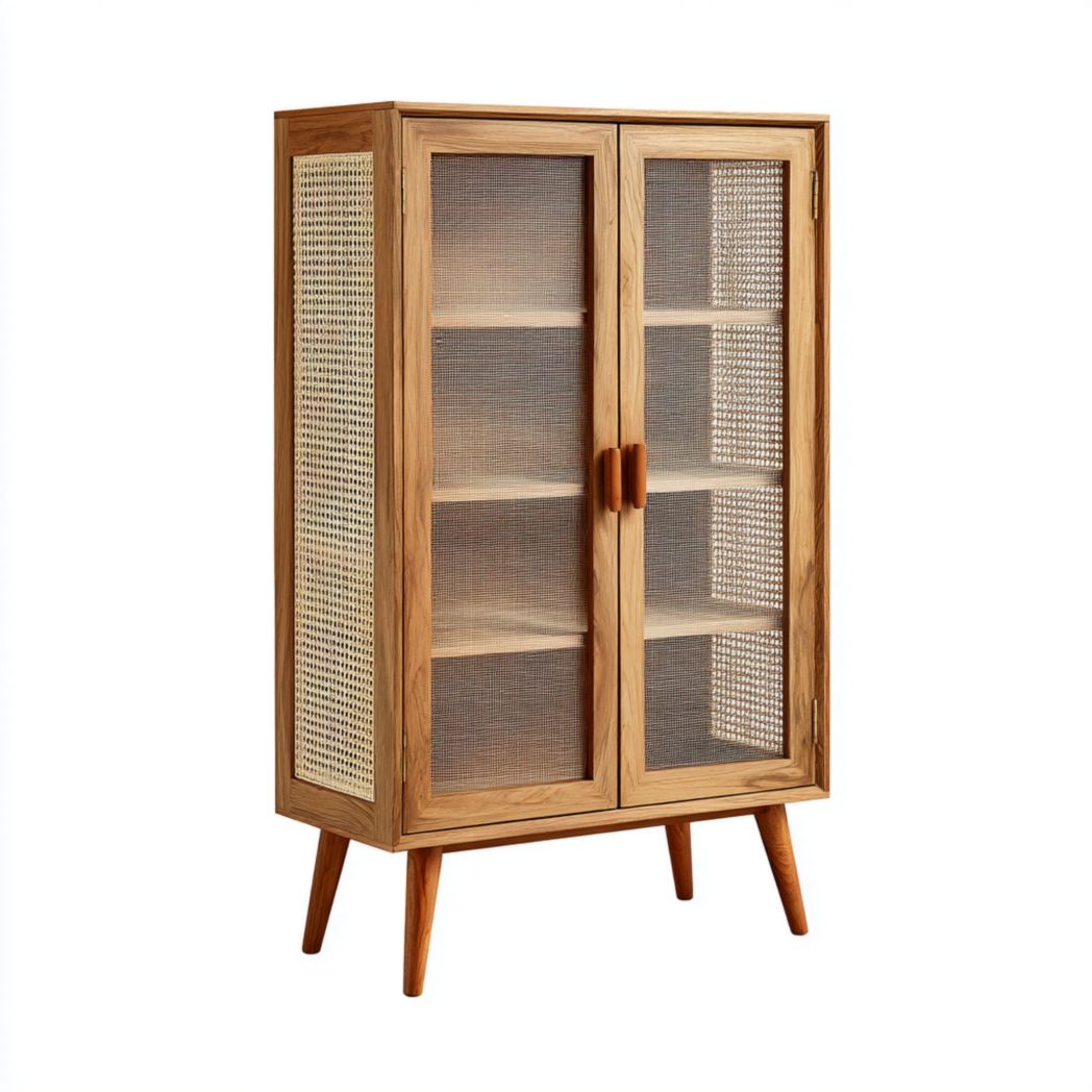 Szafka do przechowywania z drewna i siatki metalowej - 80 x 40 x 120