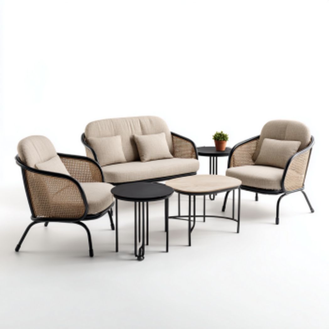 Zestaw mebli ogrodowych z technorattanu do użytku na tarasie - 150 x 75 x 85