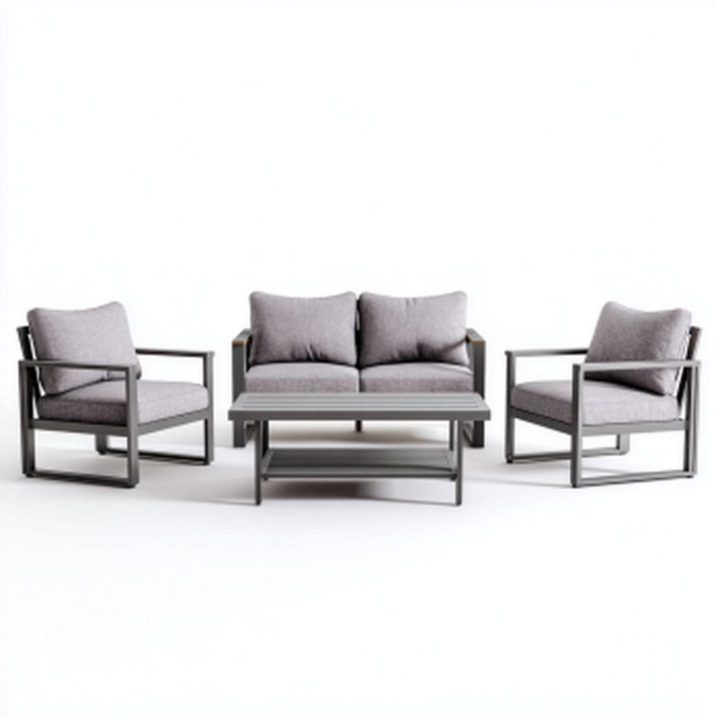 Zestaw mebli wypoczynkowych do ogrodu z metalu i tkaniny - 200 x 90 x 80