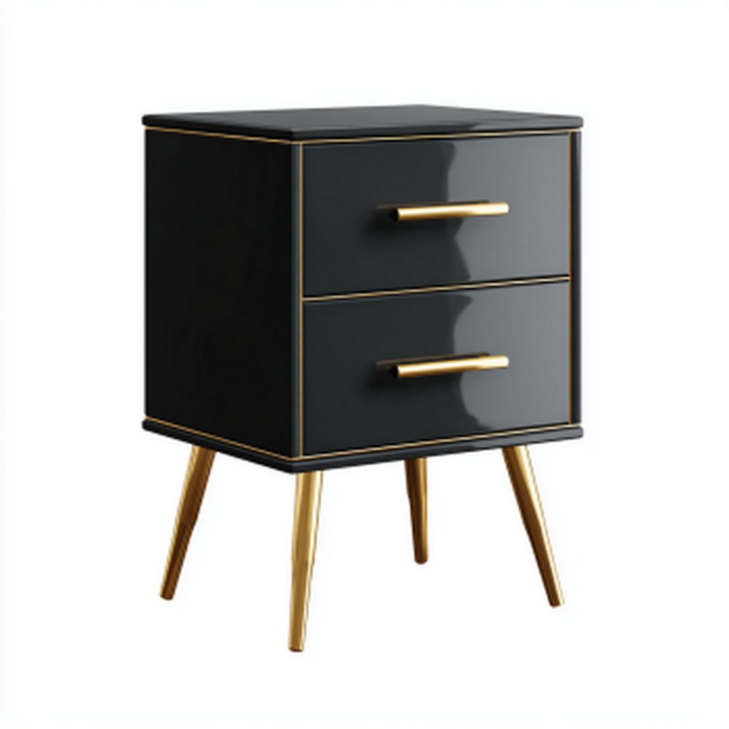 Szafka nocna z dwoma szufladami wykończona w kolorze czarnym - 45 x 40 x 60