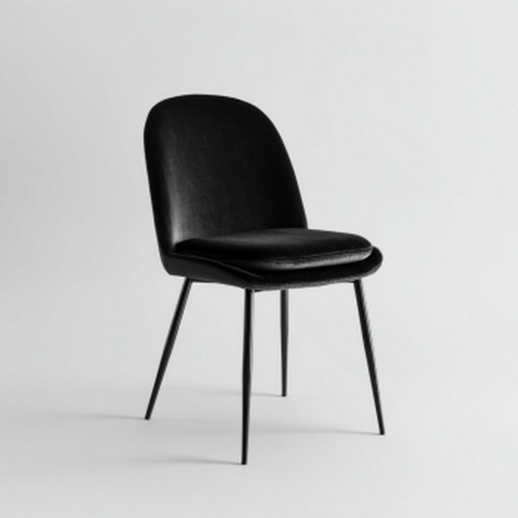 Krzesło z czarnej ekoskóry do użytku domowego na metalowych nogach - 45 x 45 x 85